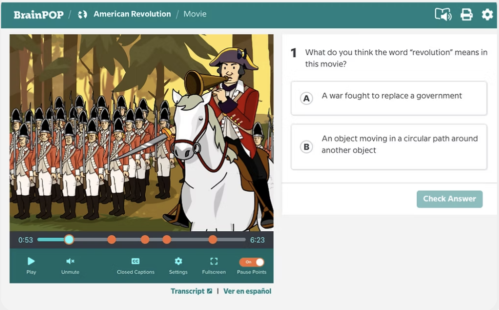 BrainPOP 課程資源截圖